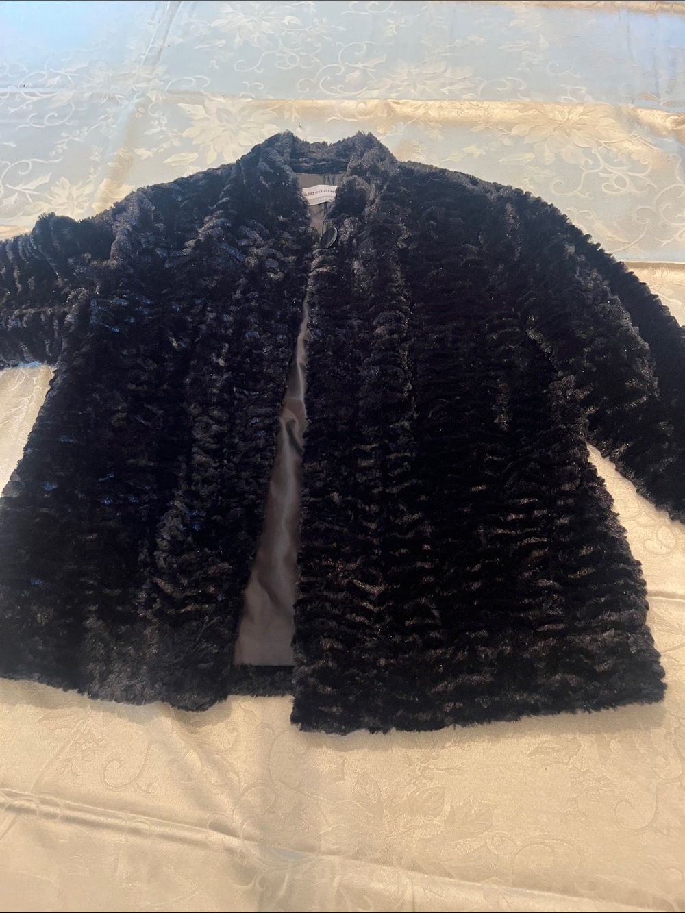 Alfred Dunner Black Faux Fur Teddy Jacket